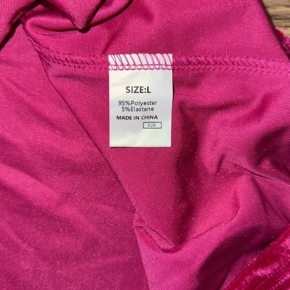PINK Velvet Button-Up Dress size L - Picture 6 of 10